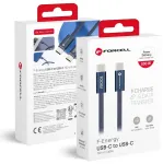 Forcell F-Energy ACYH23 andmeedastus- ja laadimiskaabel | USB-C kuni USB-C | QC 4.0, PD | 100W | 1.2m | sinine