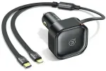 USAMS C41 CC219 autolaadija | 30W | PD | USB-C, Lightning | sisset&otilde;mmatava kaabliga | must
