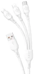 Dudao L8A-3in1 3-in-1 andmeedastus- ja laadimiskaabel | USB-A kuni USB-C | 30W | 1.2m | valge