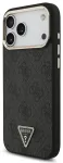 Guess PU Leather 4G Strass Triangle Logo Gold Frame MagSafe &Uuml;mbris mudelile iPhone 18 Pro Max, Must