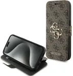 Guess GUBKP15L4GMGBR iPhone 15 Pro 6.1" brązowy|book book 4G Metal Logo