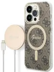 Guess 4G MagSafe &uuml;hilduv &uuml;mbris + juhtmeta laadija iPhone 14 Pro Max jaoks Pruun
