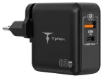 T-Phox Mega T-PP09 reisilaadija | 65W | PD, GaN | USB-A, USB-C | must