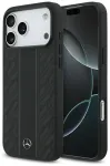 Mercedes Leather Laurel Leaves Stripes tagakaas MagSafe toega Apple iPhone 17 Pro Max telefonile, must