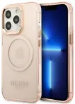 Guess GUHMP13LHTCMP iPhone 13 Pro | 13 6,1" r&oacute;żowy|pink hard case Gold Outline Translucent MagSafe