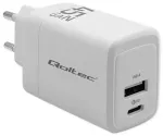 Qoltec GaN Charger reisilaadija | 45W | PD, GaN | USB-C, USB-A