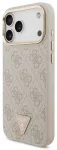 Guess PU Leather 4G Strass Triangle Logo Gold Frame MagSafe &Uuml;mbris mudelile iPhone 18 Pro Max, Roosa