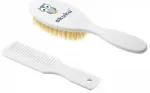 Looduslike harjastega beebi juukseharja ja kammi komplekt AKUKU A0307 white
