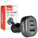 AMiO 04177 autolaadija | 65W | PD, QC | USB-C, USB-A