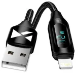 Wozinsky WUALC1 andmeedastus- ja laadimiskaabel | USB-A kuni Lightning | 12W | LED-ekraaniga | 1m | must