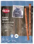 Kassimaiused - Trixie Premio Quadro Sticks anti hairball, l&otilde;he ja forelliga, 5*5 g