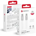 Forcell F-Energy Cafule Flat CCFN23 andmeedastus- ja laadimiskaabel | USB-C kuni USB-C | QC 4.0, PD | 100W | 1.2m | valge