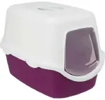 Closed cat litter tray : Trixie Vico cat litter tray, with hood, 40 &times; 40 &times; 56 cm, berry|white