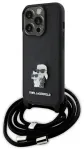 Karl Lagerfeld KLHCP15LSAKCPSK iPhone 15 Pro 6.1" hardcase czarny|black Crossbody Saffiano Metal Pin Karl & Choupette