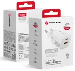 Telefonilaadija Forcell F-Energy Mini GaN III USB C + USB A QC4.0 PD 35W VT-35C valge 0INT