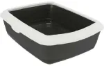 Cat litter tray : Trixie Classic cat litter tray, with rim, 37 &times; 15 &times; 47 cm, dark grey|white