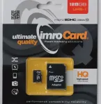 IMRO KOM000670 MicroSDXC m&auml;lukaart 128GB klass 10 UHS-I must SD-adapteriga