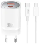 XO CE21 reisilaadija | 33W | PD | USB-C, USB-A | USB-C kuni USB-C kaabliga komplektis | valge