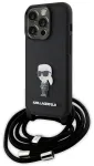 Karl Lagerfeld KLHCP15LSASKNPSK iPhone 15 Pro 6.1" hardcase czarny|black Crossbody Saffiano Monogram Metal Pin Karl & Choupette