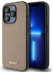 DKNY DKHMP15LPGHLME iPhone 15 Pro 6.1" beżowy|beige hardcase Grained Metal Logo MagSafe