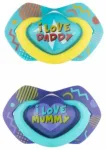 Silikoonist lutid "NEON LOVE" s&uuml;mmeetrilise kujuga 0-6 kuud, Canpol 22/652 sinine (2 tk)