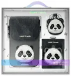 Nimmy Zestaw 3w1 torebka na telefon + portfel + etui na lokalizator czarny|black Big Eyed Pet 2.0 Panda
