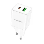 Borofone BN7 reisilaadija | 20W | QC3.0, PD | USB-A, USB-C | valge