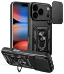 Defender Slide telefoni &uuml;mbris alusega iPhone 17 Pro must (kaamera kaitsega)