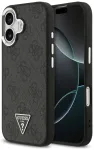 Guess 4G PU Leather Case With Triangle Logo And Silver Metal Camera Frame telefoni &uuml;mbris MagSafe toega iPhone 17 must