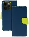 Fancy raamatut&uuml;&uuml;pi telefoni &uuml;mbris iPhone 12 | iPhone 12 Pro tumesinine roheline