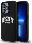 DKNY Liquid Silicone White Printed Logo MagSafe iPhone 15 Pro Case - Black