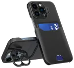 Leather Stand raamatut&uuml;&uuml;pi telefoni &uuml;mbris alusega iPhone 14 Pro must