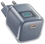 Acefast A53 travel charger | 30W | GaN, PD | USB-C | with LCD display | gray