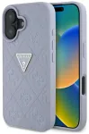 Etui Guess Hot Stamp 4G Pattern Triangle  Metal Logo do iPhone 16 fioletowy