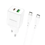 Borofone BN7 reisilaadija | 20W | QC3.0, PD | USB-A, USB-C | USB-C&ndash;USB-C kaabel komplektis | valge