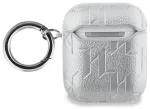 Karl Lagerfeld PU Embossed Karl and Choupette Heads Case for AirPods 1/2 Silver