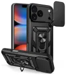 Defender Slide telefoni &uuml;mbris alusega iPhone 17 Pro Max must (kaamera kaitsega)