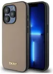 DKNY DKHMP15XPGHLME iPhone 15 Pro Max 6.7" beżowy|beige hardcase Grained Metal Logo MagSafe