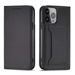 Magnet Card Case raamatut&uuml;&uuml;pi telefoni &uuml;mbris alusega iPhone 14 Pro must