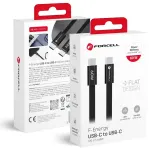 Forcell F-Energy Cafule Flat CCFN23 andmeedastus- ja laadimiskaabel | USB-C kuni USB-C | QC 4.0, PD | 60W | 1.2m | must