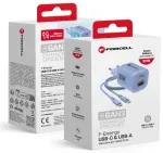 Forcell F-Energy GaN III Crystal Color reisilaadija | 33W | PD, QC, GaN | USB-C, USB-A | USB-C kuni USB-C kaabliga komplektis | sinine