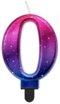 GoDan Night sky Metallic tordik&uuml;&uuml;nal Number 0 (8cm) Pink/Blue/Violet Ombre