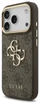 Guess PU Leather 4G Metal Logo Gold Frame telefoni &uuml;mbris iPhone 18 Pro pruun
