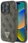 Guess &uuml;mbris iPhone 16 Pro Max 6,9" GUHCP16XP4TDPW nahast 4G Triangle Strass pruun MagSafe