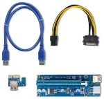 Qoltec PCI-E riser 1x - 16x | USB 3.0 | ver. 009S | SATA / PCI-E 6 pin