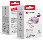 Forcell F-Energy GaN III Crystal Color reisilaadija | 33W | PD, QC, GaN | USB-C, USB-A | USB-C kuni USB-C kaabliga komplektis | lilla
