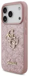 Guess PU Fixed Glitter 4G Metal Logo telefoni &uuml;mbris iPhone 18 Pro roosa