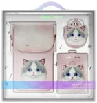Nimmy Zestaw 3w1 torebka na telefon + portfel + etui na lokalizator r&oacute;żowy|pink Big Eyed Pet 2.0 Cat