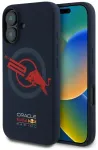 Red Bull HC Silicone Logo Red Lining telefoni &uuml;mbris MagSafe toega iPhone 16 tumesinine