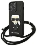 Karl Lagerfeld KLHCP13LCMNIPK iPhone 13 Pro | 13 6,1" k&otilde;va &uuml;mbris must|black Leather Monogram Patch and Cord Iconik